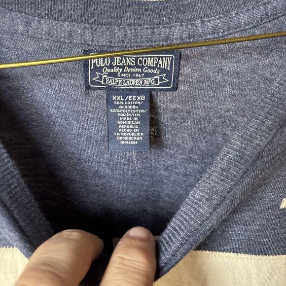 Vintage Polo Jeans Ralph Lauren Shirt Men XXL Blue StitcH RL 67 SIX SEVEN TREND - Picture 5 of 8